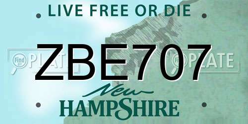 ZBE707 New Hampshire License Plate
