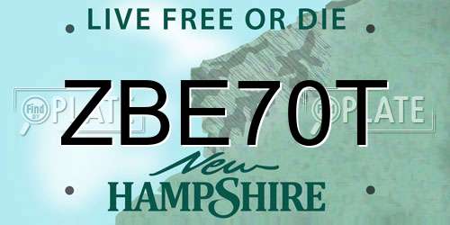 ZBE70T New Hampshire License Plate