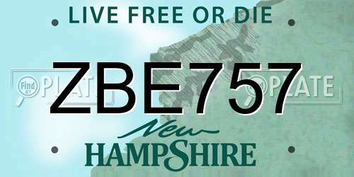 ZBE757 New Hampshire License Plate