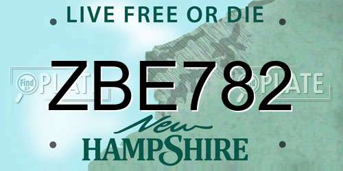 ZBE782 New Hampshire License Plate