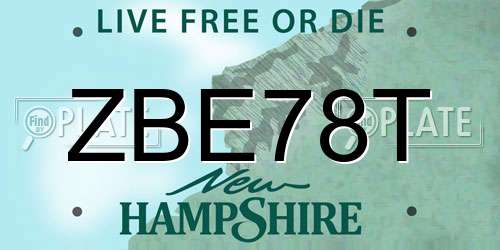 ZBE78T New Hampshire License Plate