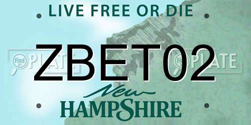 ZBET02 New Hampshire License Plate