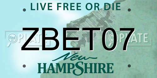 ZBET07 New Hampshire License Plate