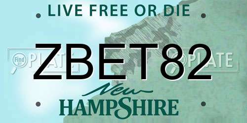 ZBET82 New Hampshire License Plate