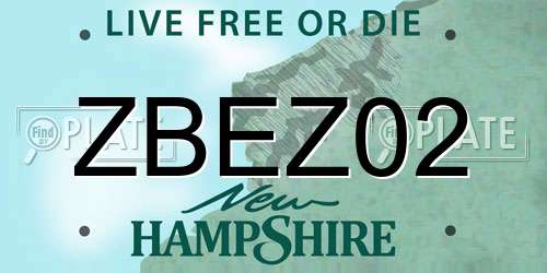 ZBEZ02 New Hampshire License Plate