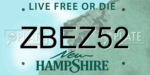 ZBEZ52 New Hampshire License Plate