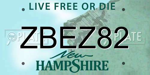 ZBEZ82 New Hampshire License Plate