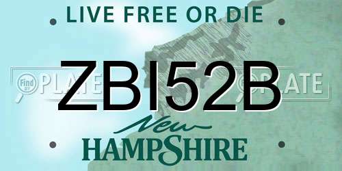 ZBI52B New Hampshire License Plate