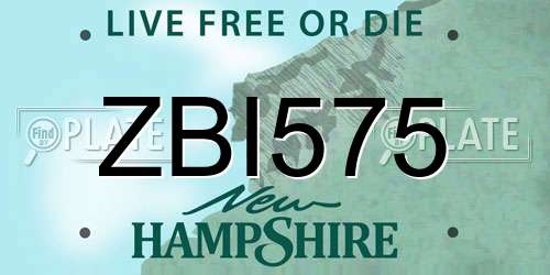 ZBI575 New Hampshire License Plate