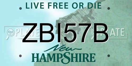 ZBI57B New Hampshire License Plate