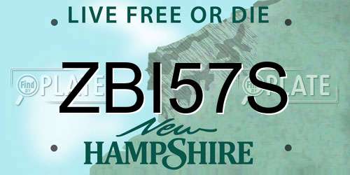 ZBI57S New Hampshire License Plate