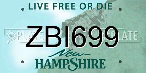 ZBI699 New Hampshire License Plate