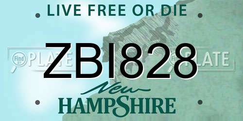 ZBI828 New Hampshire License Plate