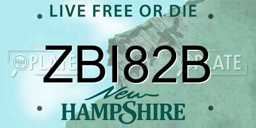 ZBI82B New Hampshire License Plate