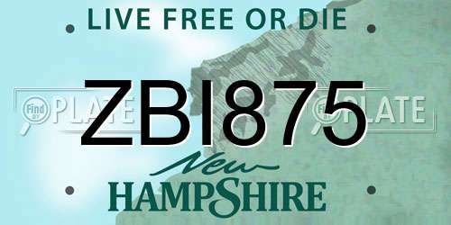 ZBI875 New Hampshire License Plate