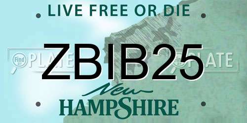 ZBIB25 New Hampshire License Plate
