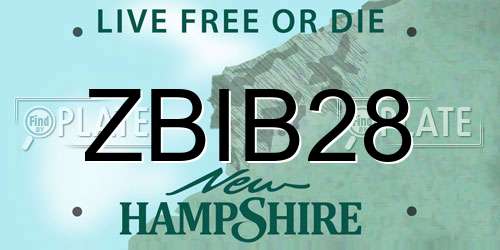ZBIB28 New Hampshire License Plate