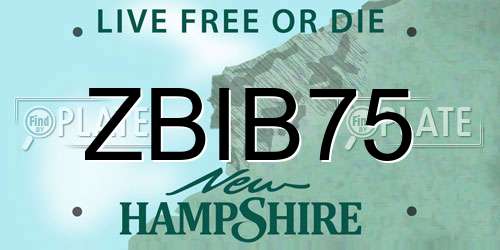 ZBIB75 New Hampshire License Plate