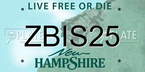 ZBIS25 New Hampshire License Plate