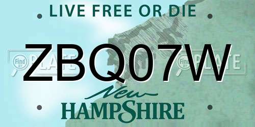 ZBQ07W New Hampshire License Plate