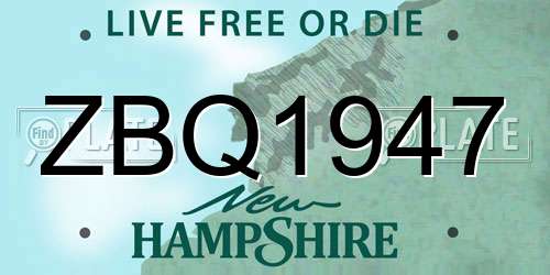 ZBQ1947 New Hampshire License Plate
