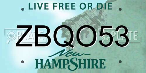 ZBQO53 New Hampshire License Plate