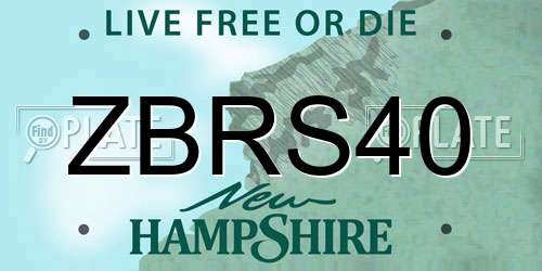 ZBRS40 New Hampshire License Plate