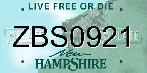 ZBS0921 New Hampshire License Plate