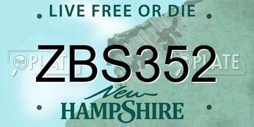 ZBS352 New Hampshire License Plate