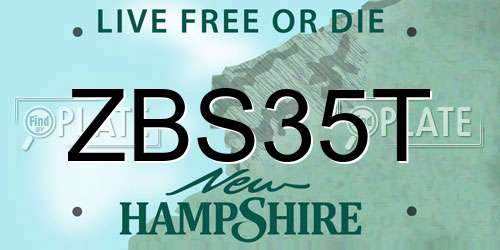 ZBS35T New Hampshire License Plate