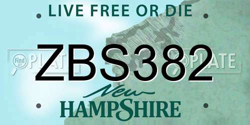 ZBS382 New Hampshire License Plate