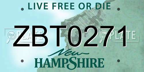 ZBT0271 New Hampshire License Plate