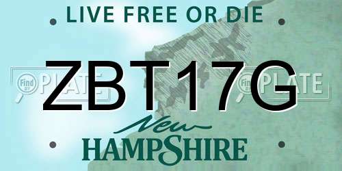ZBT17G New Hampshire License Plate