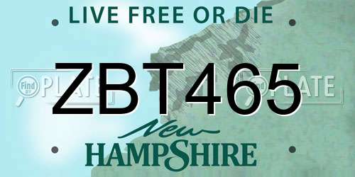 ZBT465 New Hampshire License Plate