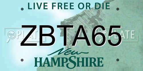 ZBTA65 New Hampshire License Plate