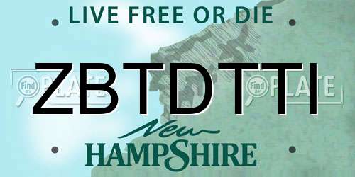 ZBTDTTI New Hampshire License Plate