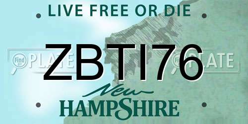 ZBTI76 New Hampshire License Plate