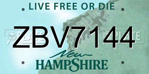 ZBV7144 New Hampshire License Plate