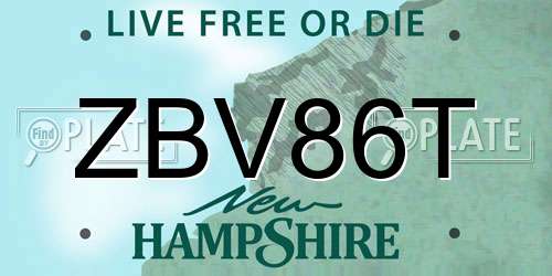 ZBV86T New Hampshire License Plate