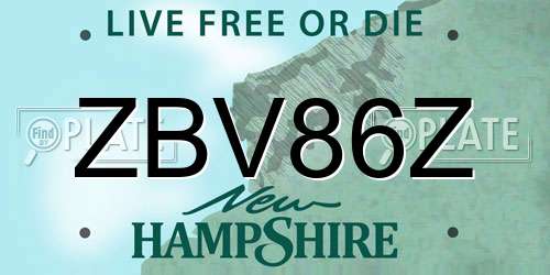 ZBV86Z New Hampshire License Plate
