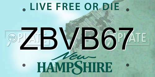 ZBVB67 New Hampshire License Plate