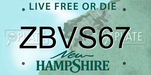 ZBVS67 New Hampshire License Plate