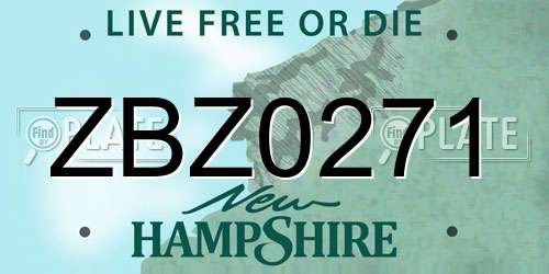 ZBZ0271 New Hampshire License Plate