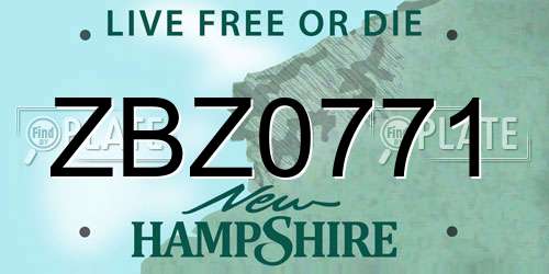 ZBZ0771 New Hampshire License Plate