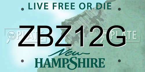 ZBZ12G New Hampshire License Plate