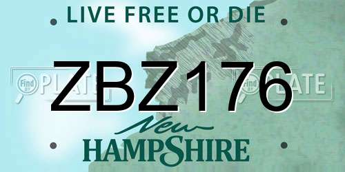 ZBZ176 New Hampshire License Plate