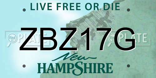 ZBZ17G New Hampshire License Plate
