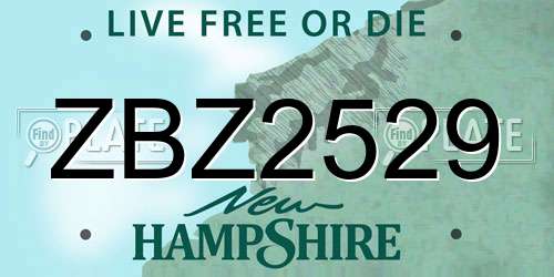 ZBZ2529 New Hampshire License Plate