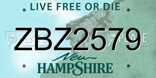 ZBZ2579 New Hampshire License Plate