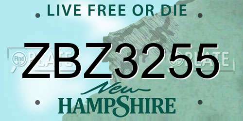 ZBZ3255 New Hampshire License Plate